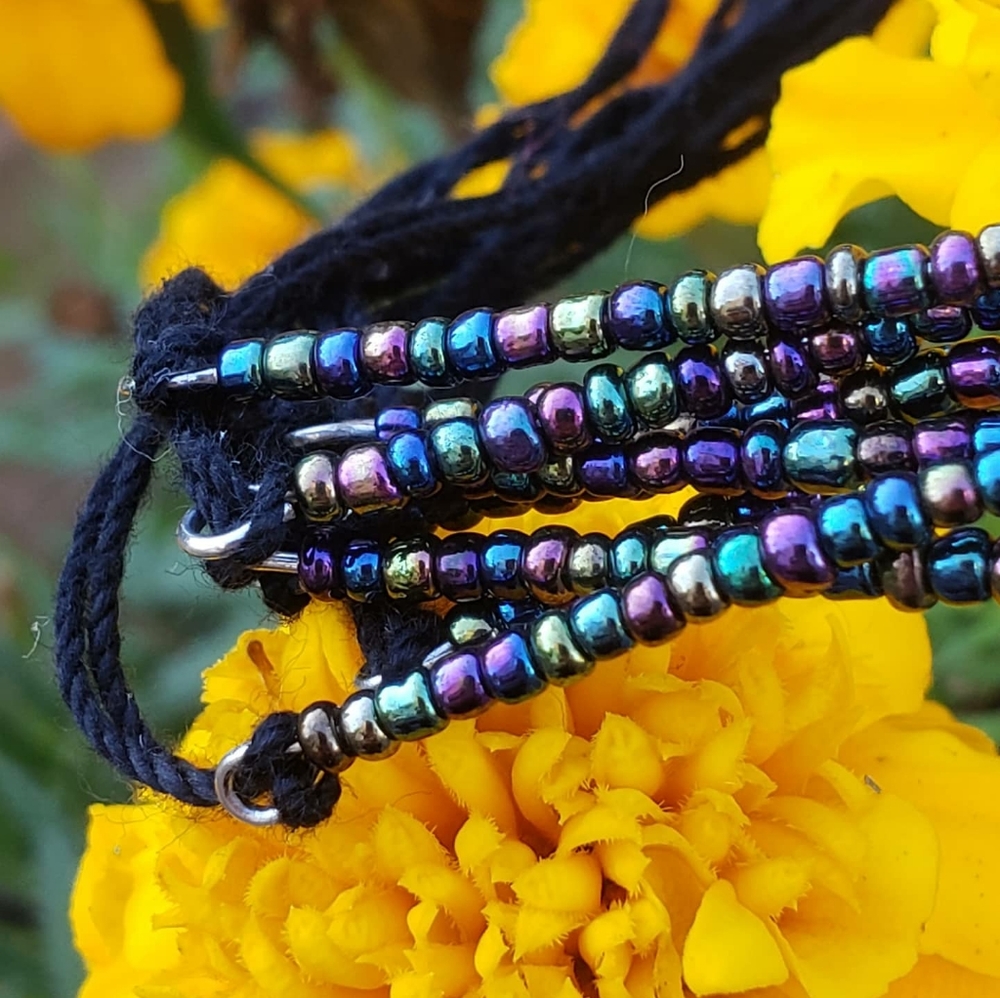 Black rainbow beaded bracelet
